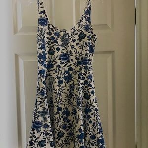 H&M floral white and blue mini dress